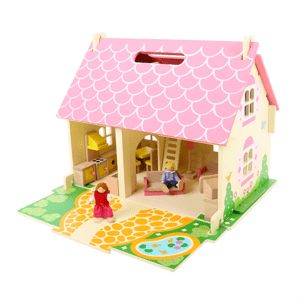 Hračka Bigjigs Toys Přenosný dřevěný domeček pro panenky