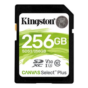 Paměťová karta Kingston SDXC Canvas Select Plus 256 GB, U3 V30 CL10 100 MB/s