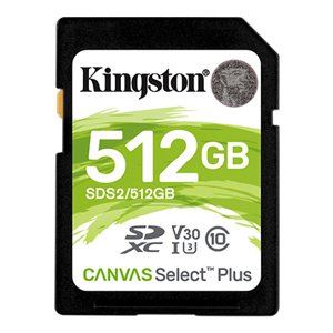 Paměťová karta Kingston SDXC Canvas Select Plus 512 GB, U3 V30 CL10 100 MB/s