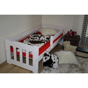 Dětská postel Jas 70x160cm s roštem a matrací (Barva dřeva: Bílá)