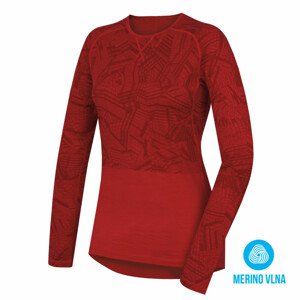 Merino termoprádlo Dámské triko s dlouhým rukávem červená (Velikost: L)