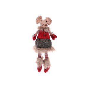 Myška v sukni, sedící, textilní dekorace ZM1343, sada 2 ks