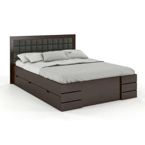 Čalouněná postel Gotland High Drawers s úložným prostorem, buk (Rozměr: 200x200 cm, Barva dřeva: Palisandr, Barva látky: Casablanca 2316)