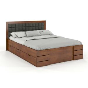 Čalouněná postel Gotland High Drawers s úložným prostorem, buk (Rozměr: 200x200 cm, Barva dřeva: Ořech, Barva látky: Casablanca 2316)