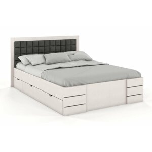 Čalouněná postel Gotland High Drawers s úložným prostorem, buk (Rozměr: 200x200 cm, Barva dřeva: Bilá, Barva látky: Casablanca 2316)