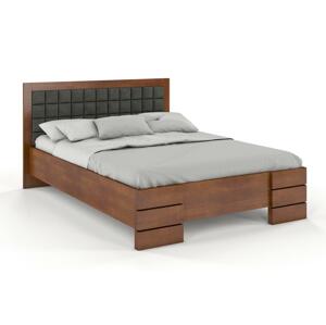 Dřevěná čalouněná postel Gotland High BC, buk (Barva dřeva: Ořech, Barva látky: Casablanca 2315, Rozměr: 200x200 cm)