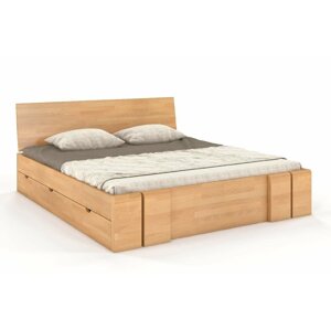 Dřevěná postel s úložným prostorem Skandica VESTRE Maxi & DR, buk (Rozměr: 200x200 cm, Barva: Přírodní)