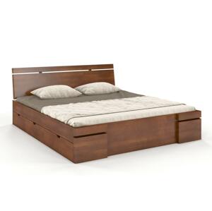 Dřevěná postel Skandica SPARTA Maxi & DR, se šuplíky, buk (Rozměr: 140x200 cm, Barva: Ořech)