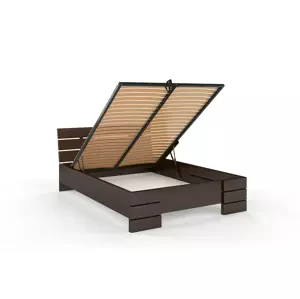 Dřevěná postel SANDEMO High BC Long s úložným prostorem, delší o 20cm, buk (Barva: Palisander, Rozměr: 200x220 cm)