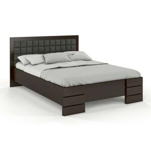 Čalouněná postel GOTLAND High BC Long, delší o 20cm, borovice (Barva dřeva: Palisandr, Barva látky: Casablanca 2315, Rozměr: 200x220 cm)
