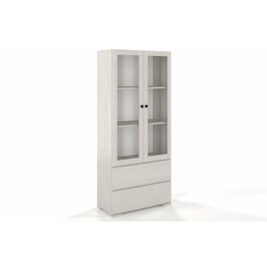 Dřevěná vitrína se skleněnými dveřmi Sandemo 2S80, borovice (Barva: Bílá)