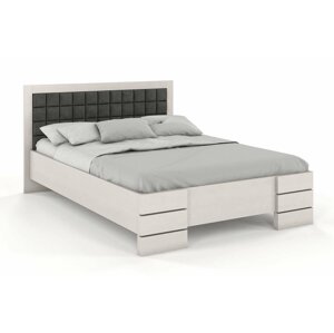 Dřevěná postel Gotland High&Long, delší o 20cm, borovice (Rozměr: 180x220 cm, Barva dřeva: Bilá, Barva látky: Casablanca 2316)
