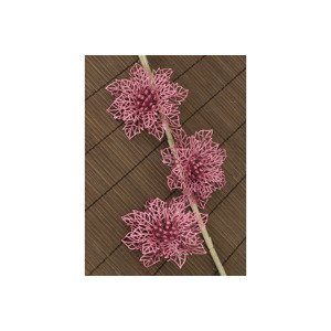 Květina růžová dekorační, cena za sadu 3 kusy / 1 polybag. VCA047 PINK