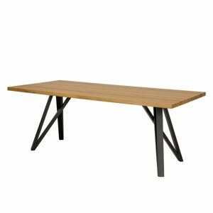 Jídelní stůl ST378, 200x75x100, dub/kov (Délka: 100, Barva dřeva: Surová (bez moření))