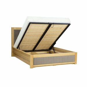 Čalouněná postel LK214/II BOX, 160x200, dub (Barva dřeva: Bělená)