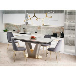 Jídelní rozkládací stůl VALENTINO, 160x76x90, keramika / lamino / kov