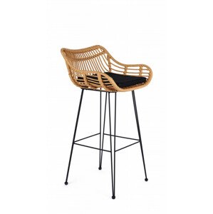 Ratanová barová židle H105, přírodní/černá, ratan/kov