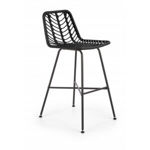 Ratanová barová židle H97, černá, ratan/kov