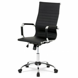 Kancelářská židle, černá ekokůže, houpací mech, kříž chrom KA-V305 BK
