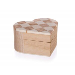 HOME DECOR Krabička dřevěná CHESS 10,7x10 x 6 cm, srdce