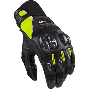 Pánské moto rukavice LS2 Spark 2 Leather Black H-V (Velikost: XL, Barva: černá/fluo žlutá)