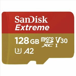 Paměťová karta Sandisk Extreme microSDXC 128 GB pro akční kamery + SD Adapter 170MB/s and 80MB/s, A2 C10 V30 UHS-I U3