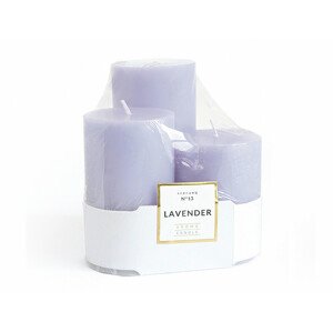 Svíčka CLASSIC GLASS Lavender d6x7,5/10/12,5cm 3ks