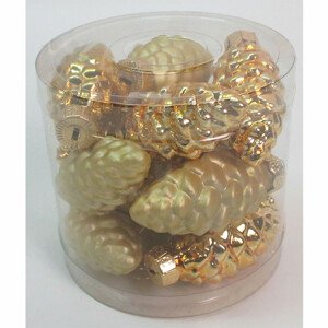 Ozdoby skleněné-tvar šišky, zlaté, pr. 5,5 cm, cena za 1 balení (13 ks) VAK128-GOLD
