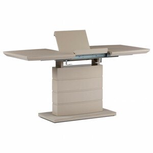 Jídelní stůl 110+40x70 cm, sklo 4 mm cappuccino, MDF, cappuccino mat HT-420 CAP