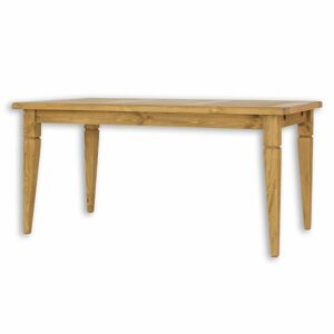 Jídelní stůl ST702, 120x76x80, borovice, vosk (Délka: 80, Struktura desky: Lité lamely, Barva dřeva: Anticky bílá)