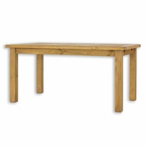 Jídelní stůl ST703, 120x76x80, borovice, vosk (Délka: 80, Struktura desky: Lité lamely, Barva dřeva: Anticky bílá)