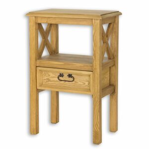 Noční stolek SN703, 50x76x34, borovice, vosk (Barva dřeva: Přírodní (lakovaná))