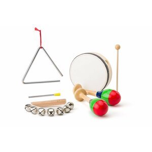 Hračka Woody muzikální set (rolničky, tamburína/bubínek, triangl, 2 maracas)
