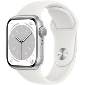 Hodinky Apple Watch Series 8 GPS + Cellular, 41mm Silver Aluminium Case with White Sport Band - Regular
