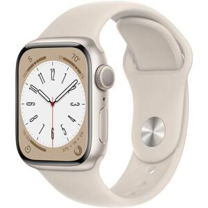 Hodinky Apple Watch Series 8 GPS + Cellular, 41mm Starlight Aluminium Case with Starlight Sport Band - Regular