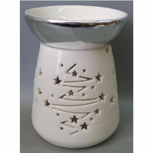 Aroma lampa, porcelánová. Stříbrno-bílá barva. ARK3605 SIL