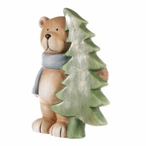 Medvěd se stromkem, keramická dekorace. MT458