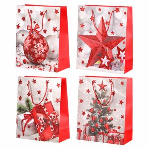 Taška dárková papírová, mix 4 druhů, cena za 1 kus, vánoční motiv SF1343-V