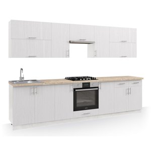 Kuchyně FELIPE 300 bílá/bílá dekor dřeva