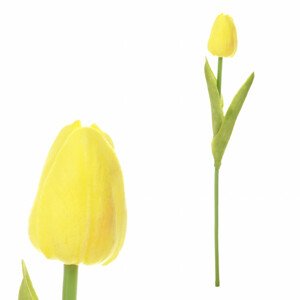 Tulipán mini, barva žlutá. Květina umělá pěnová KN5112 YEL, sada 24 ks