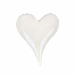Srdce keramické, lesklá bílá barva. ALA1236 WH, sada 4 ks