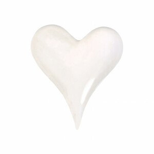 Srdce keramické, lesklá bílá barva. ALA1237 WH, sada 6 ks