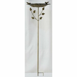 Zápich kovový - zahradní dekorace, list s ptáčkem. UM0873