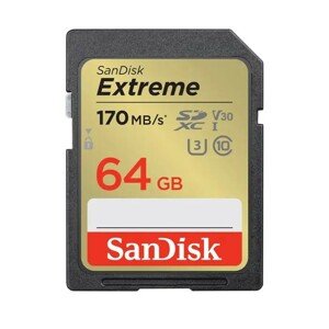 Paměťová karta Sandisk Extreme 64GB SDXC 170MB/s & 80MB/s, UHS-I, Class 10, U3, V30