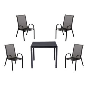 Jídelní set VIGO M antracit + 4x židle VALENCIA 2 černá