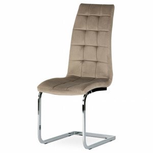 Jídelní židle, potah cappuccino sametová látka, kovová chromovaná podnož DCL-424 CAP4