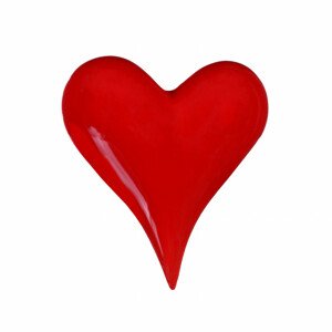 Srdce keramické, lesklá červená barva. ALA1236 RED, sada 4 ks