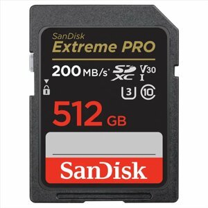 Paměťová karta Sandisk Extreme PRO 512GB SDXC 200MB/s / 140MB/s, UHS-I, Class 10, U3, V30