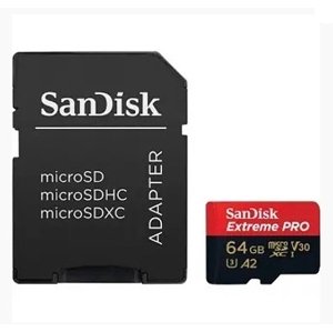 Paměťová karta Sandisk Extreme PRO microSDXC 64GB 200MB/s / 90MB/s A2 C10 V30 UHS-I U3, adapter