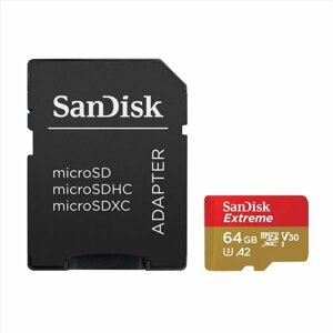 Paměťová karta Sandisk Extreme microSDXC 64GB 170MB/s / 80MB/s A2 C10 V30 UHS-I U3, adapter